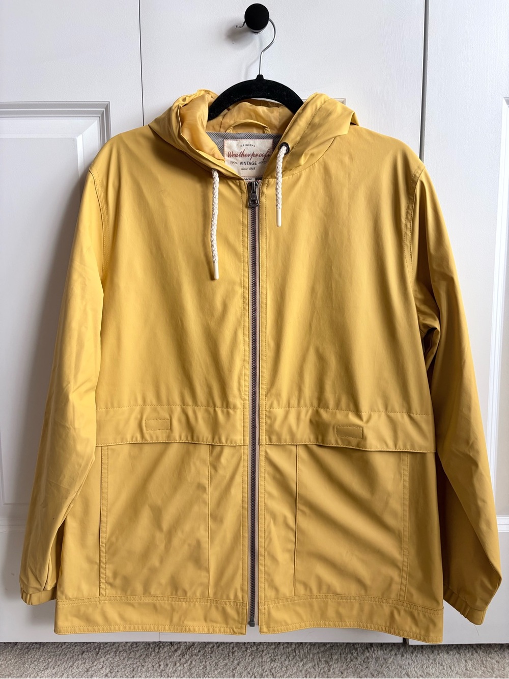 Weatherproof Vintage Yellow Hooded Rain Jacket Windbreaker M/M